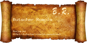 Butscher Romola névjegykártya
